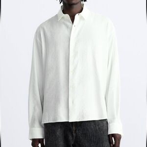 ZARA MENS White Modal Blend Shirt Medium BRAND NEW WITH TAGS!